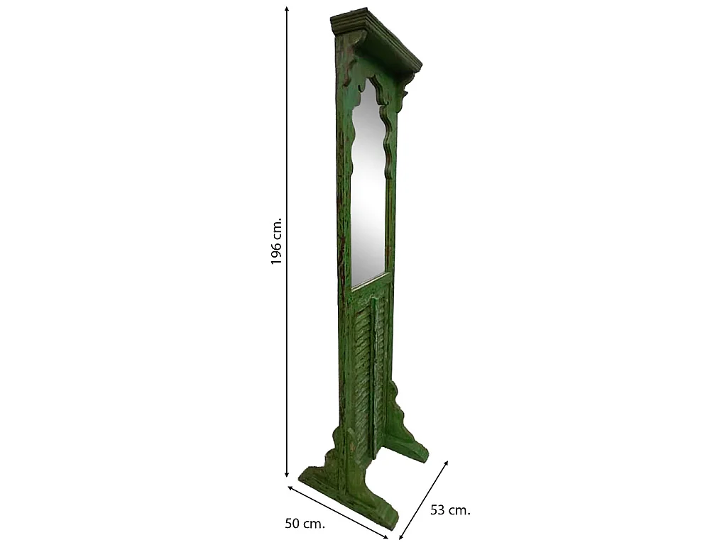 Miroir bois vert 53x50x196h cm