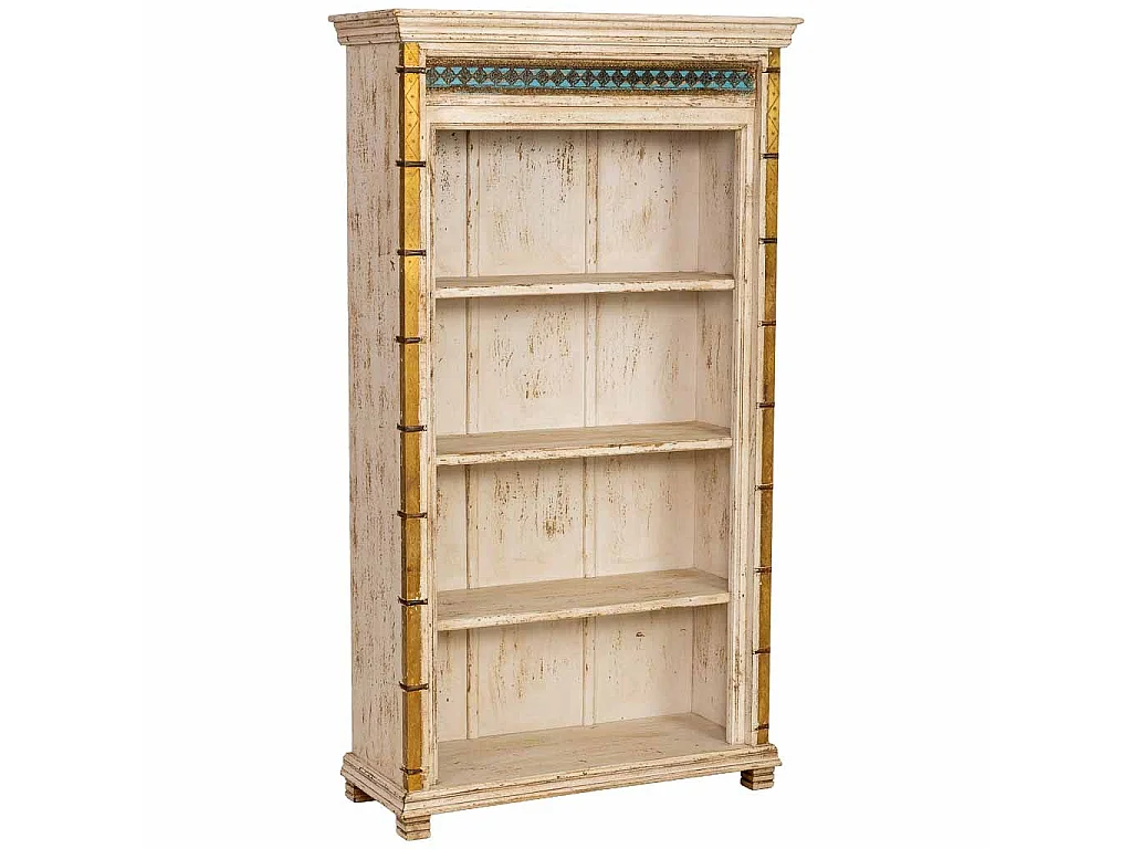 Estantería librería de madera artesanal blanca 100x40x180h cm