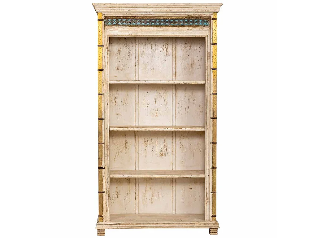 Estantería librería de madera artesanal blanca 100x40x180h cm