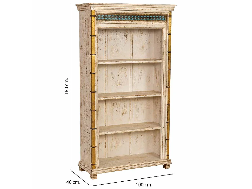 Estantería librería de madera artesanal blanca 100x40x180h cm