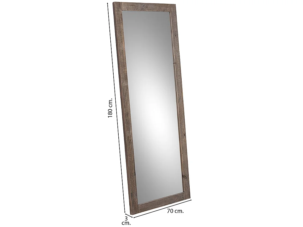 Miroir rectangulaire en bois brun 70 x 3 x 180 cm (h)