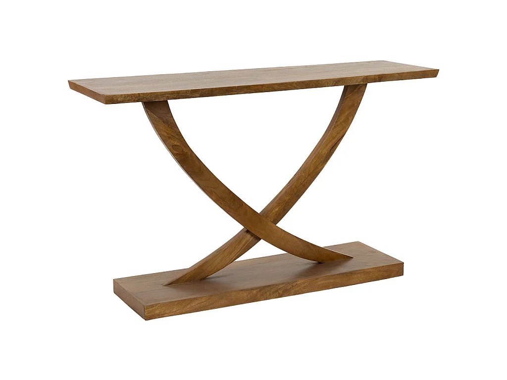 Mesa de entrada em madeira castanha feita à mão, com 120x35x74 cm