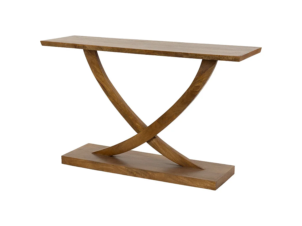 Mesa de entrada em madeira castanha feita à mão, com 120x35x74 cm