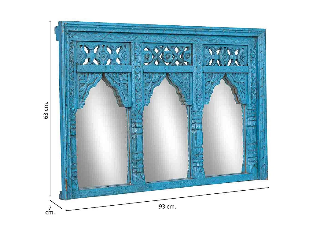 Miroir en bois bleu 93x7x63 cm (h)