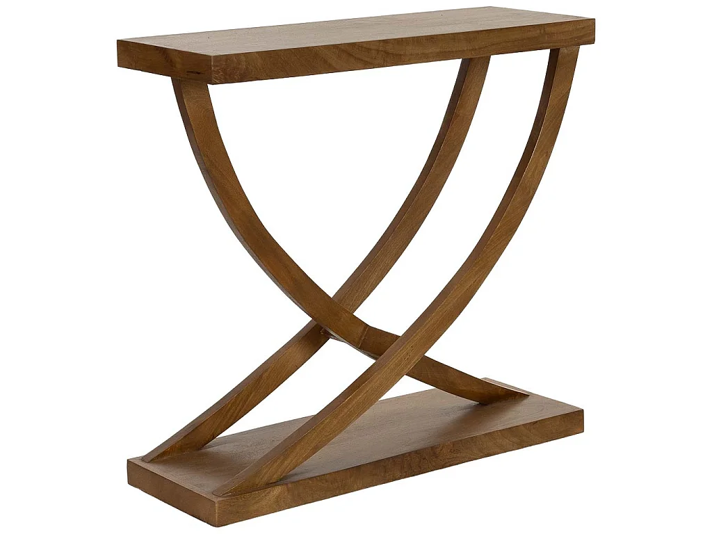 Mesa de hall de entrada em madeira artesanal castanha, 90x30x84cm