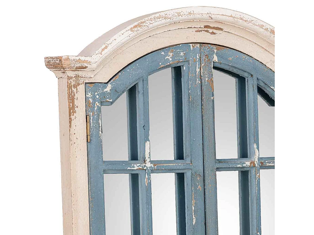 Miroir mural en bois blanc et bleu 72.5x7x121.5h cm