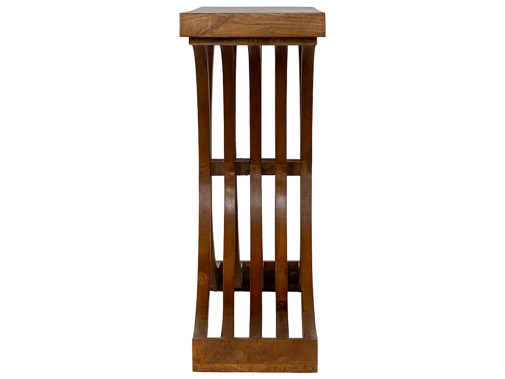 Mesa de entrada artesanal em madeira castanha, 100x30x82 cm (altura)