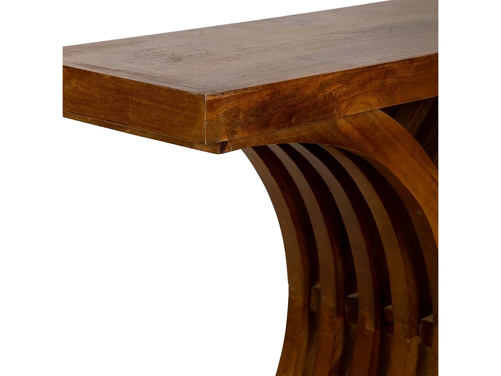 Mesa de entrada artesanal em madeira castanha, 100x30x82 cm (altura)