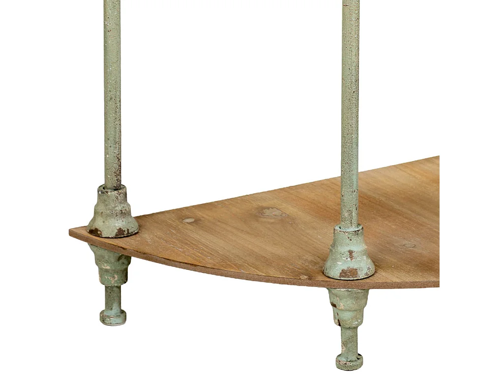 Mobile da ingresso in ferro bianco invecchiato e legno, 5,5x40,5x84h