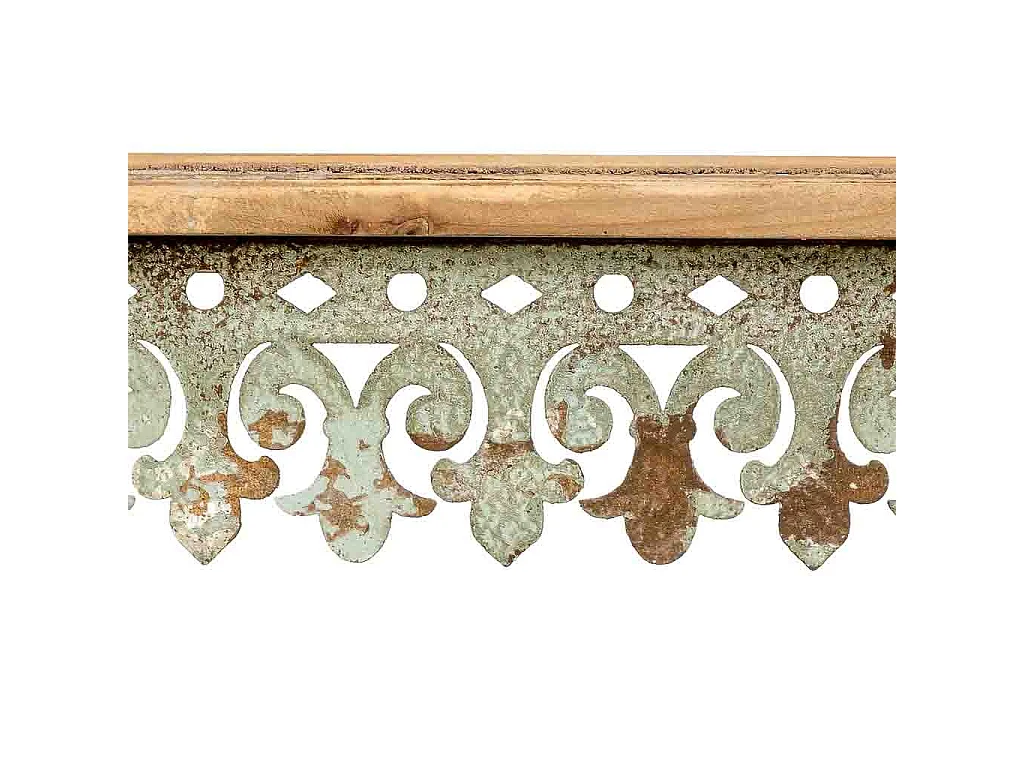 Mobile da ingresso in ferro bianco invecchiato e legno, 5,5x40,5x84h
