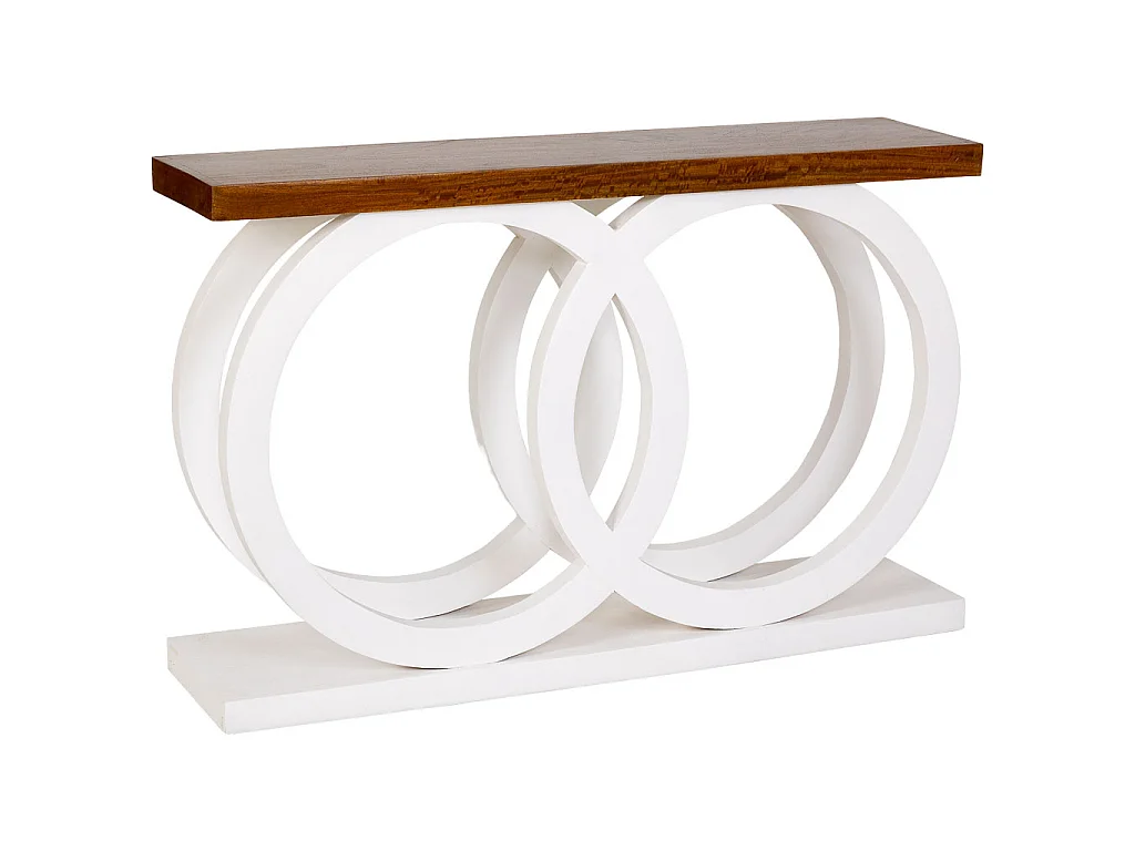 Tavolino da ingresso in legno bianco artigianale 120x30x75h cm