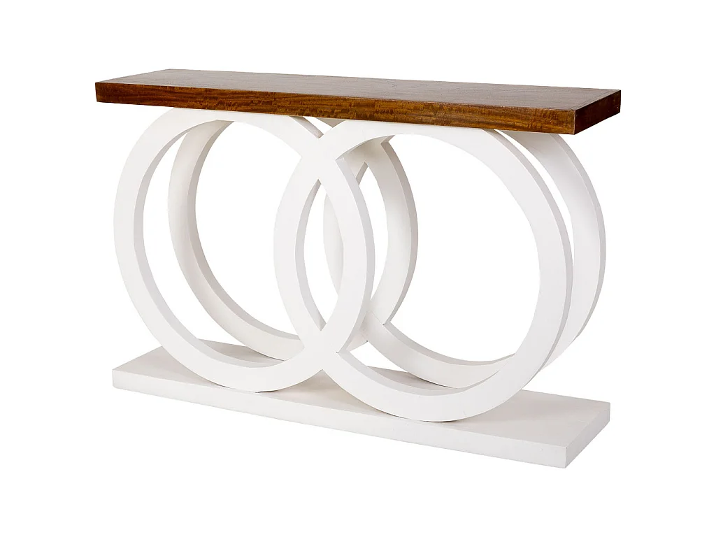 Tavolino da ingresso in legno bianco artigianale 120x30x75h cm