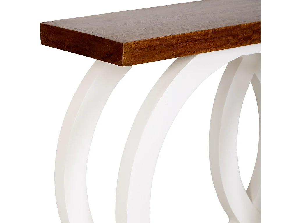 Tavolino da ingresso in legno bianco artigianale 120x30x75h cm