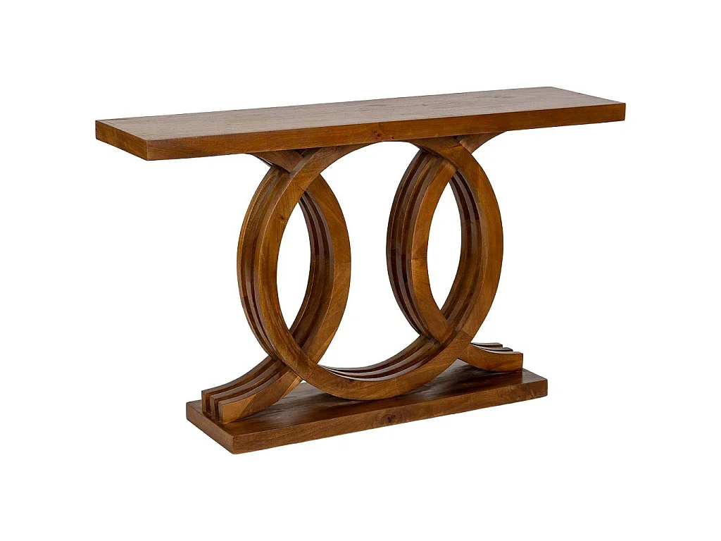 Mesa de entrada artesanal em madeira castanha, 140x35x81 cm (altura)