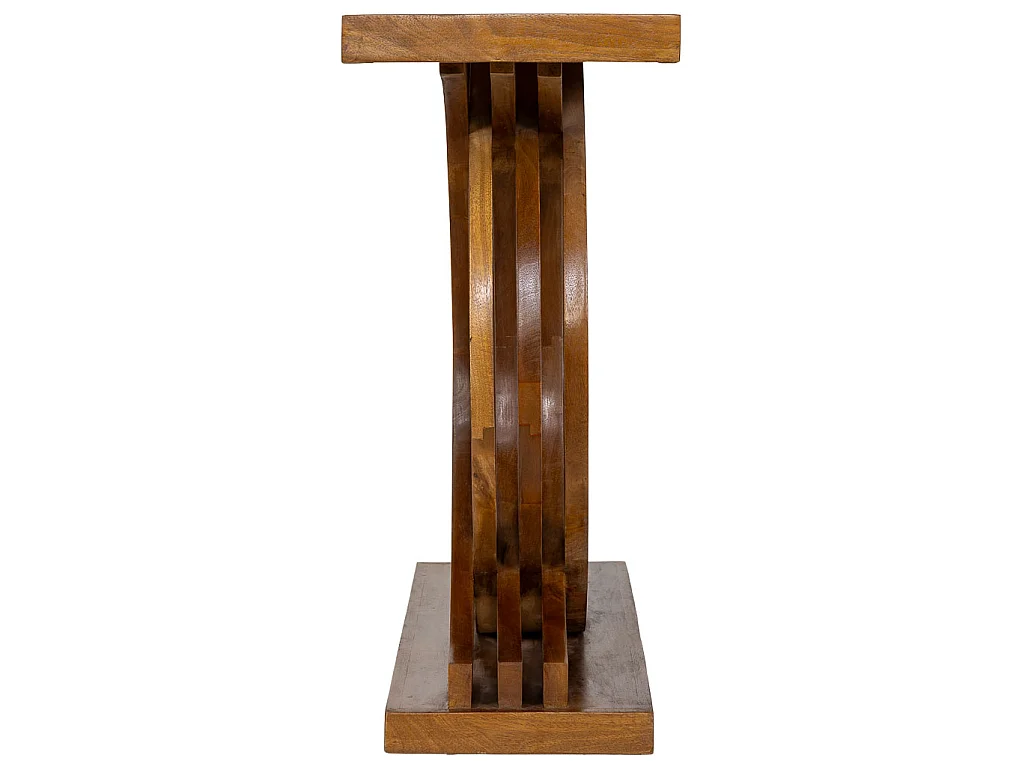 Mesa de entrada artesanal em madeira castanha, 140x35x81 cm (altura)