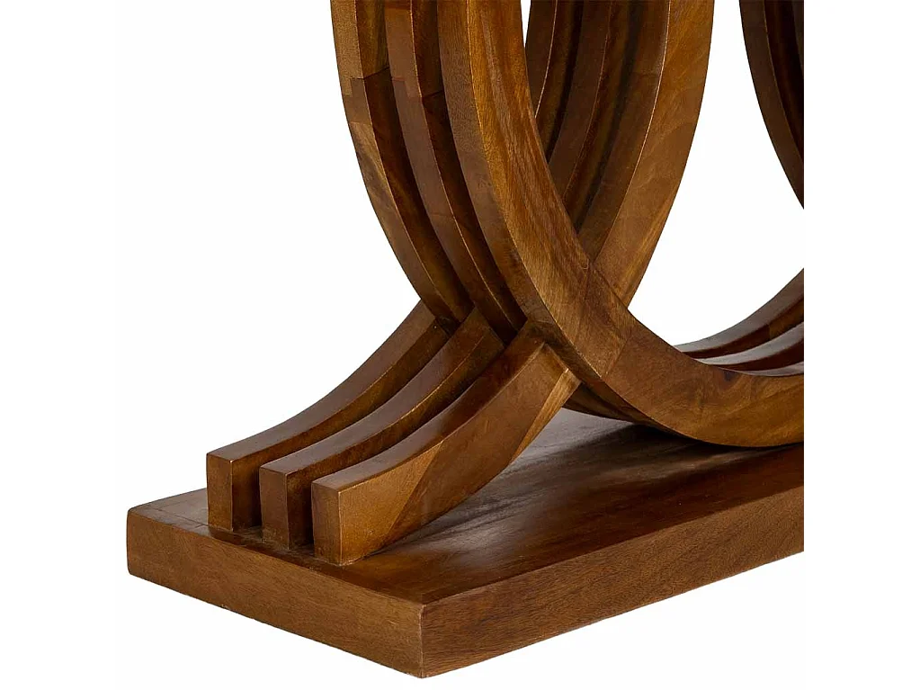 Mesa de entrada artesanal em madeira castanha, 140x35x81 cm (altura)