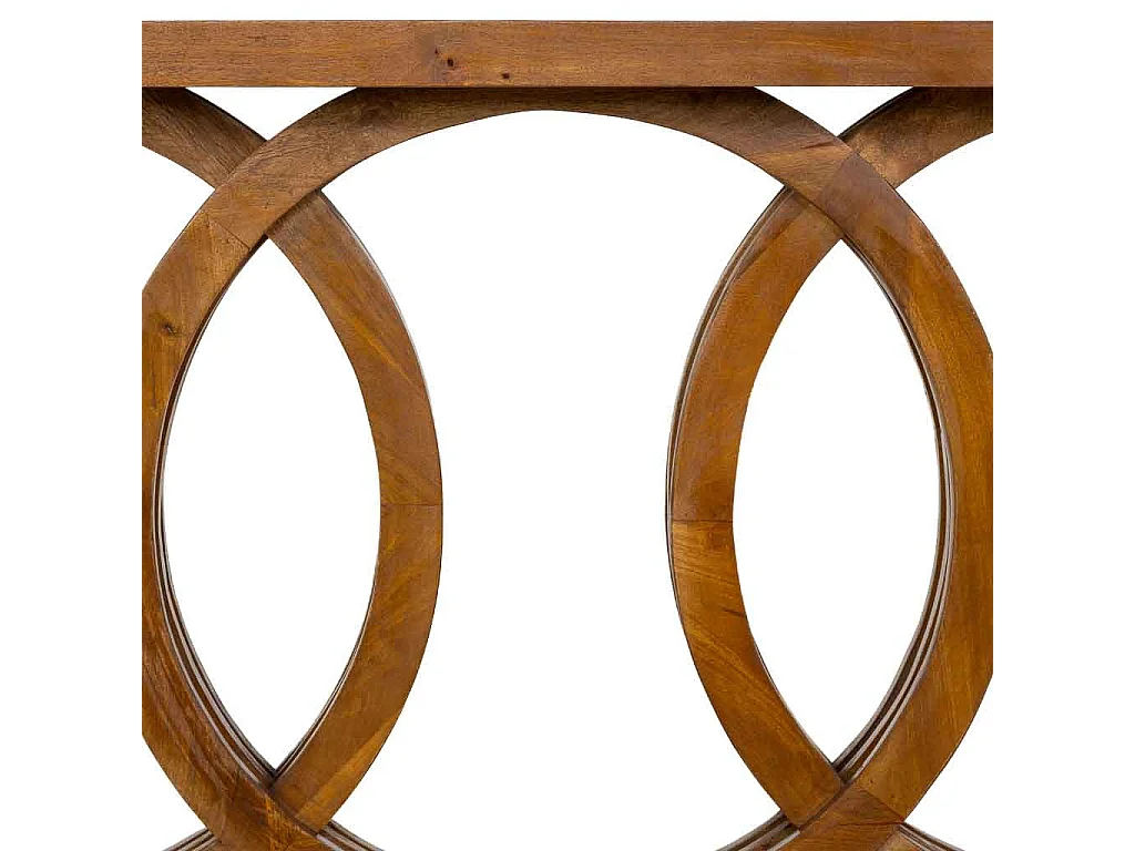 Mesa de entrada artesanal em madeira castanha, 140x35x81 cm (altura)