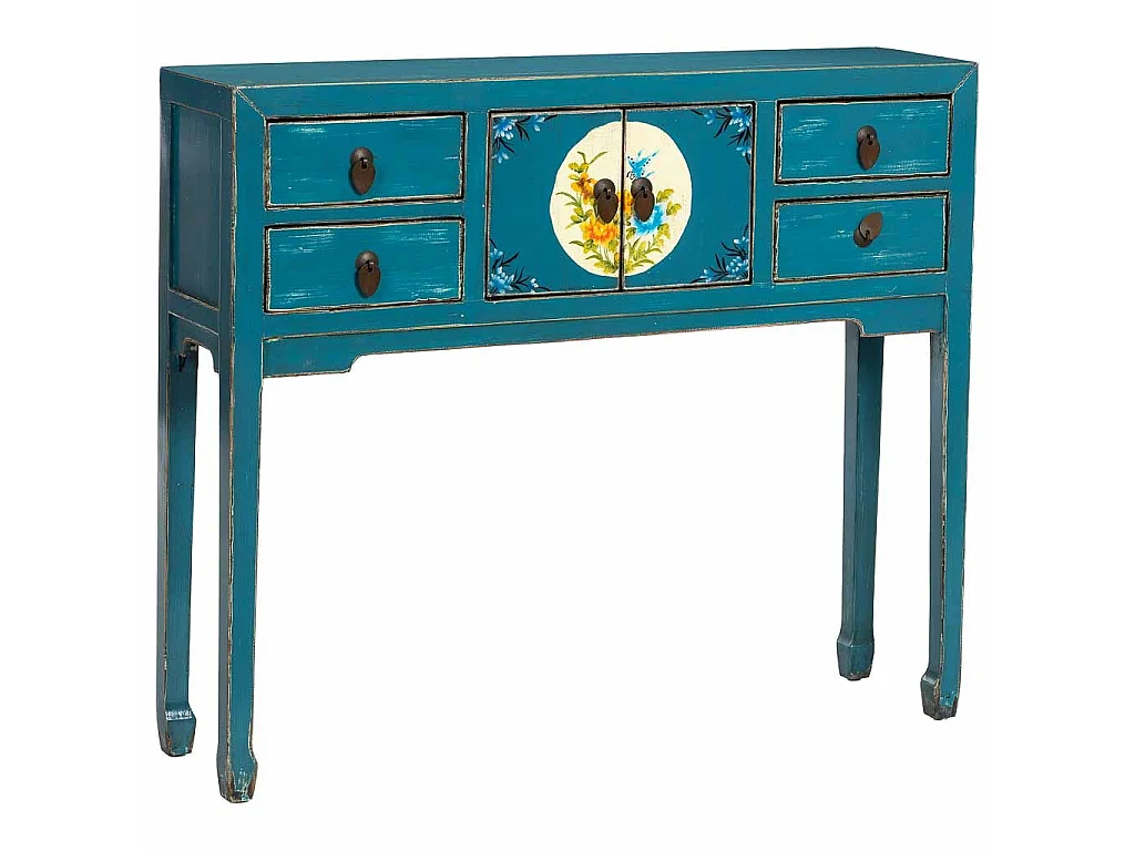 Mobile da ingresso in legno blu 100x25x85h cm