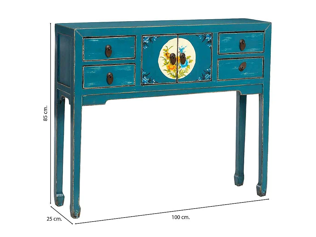 Mobile da ingresso in legno blu 100x25x85h cm