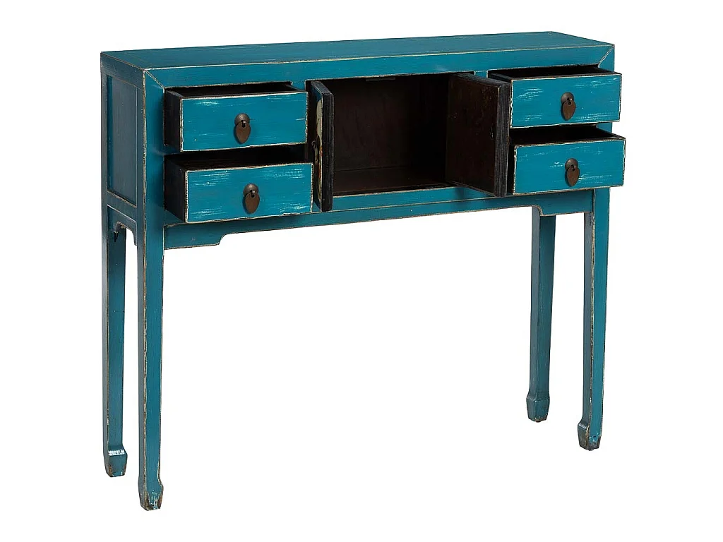 Mobile da ingresso in legno blu 100x25x85h cm