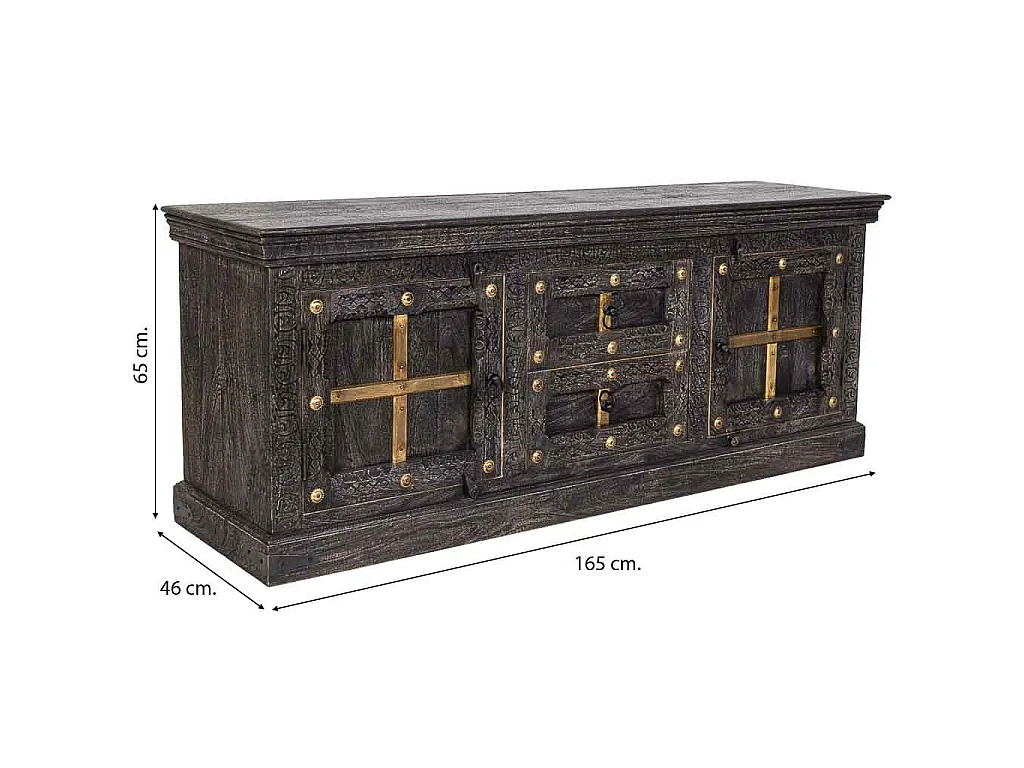 Mobile basso in legno grigio 165x46x65 cm