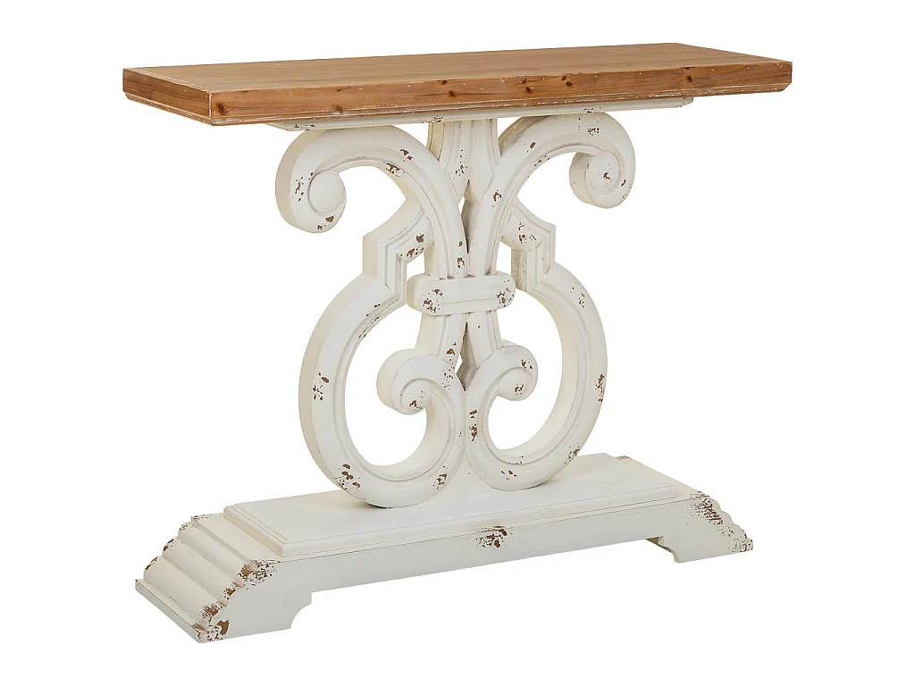 Tavolino da ingresso in legno bianco 110x36x91h cm