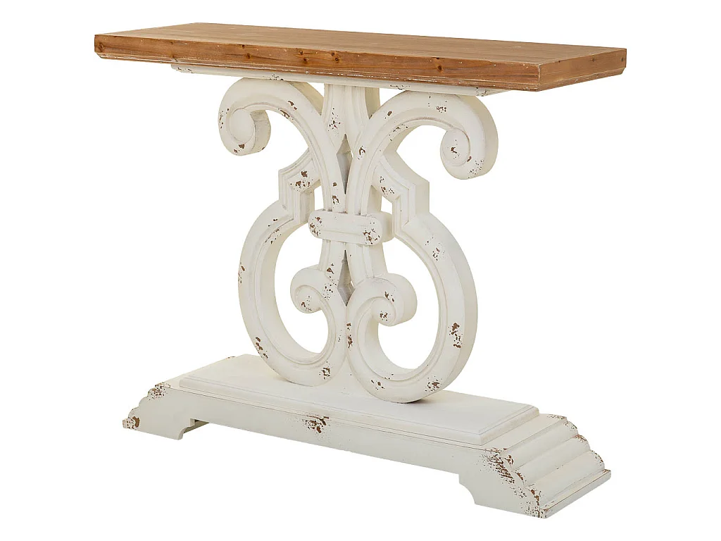 Tavolino da ingresso in legno bianco 110x36x91h cm