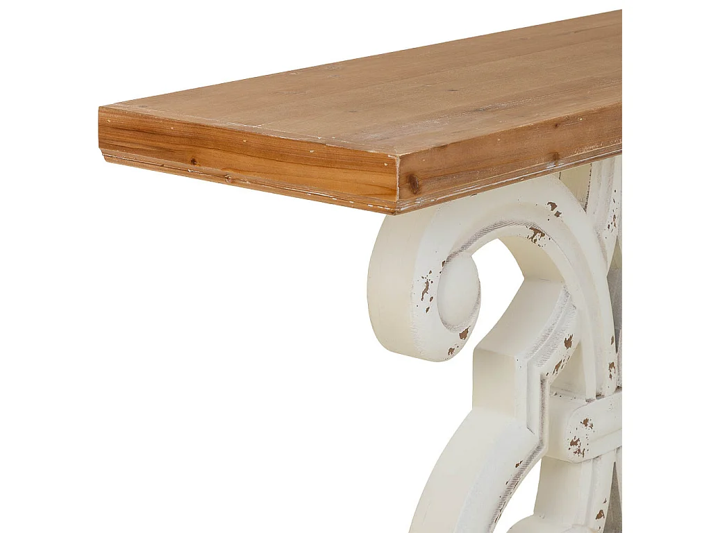 Tavolino da ingresso in legno bianco 110x36x91h cm