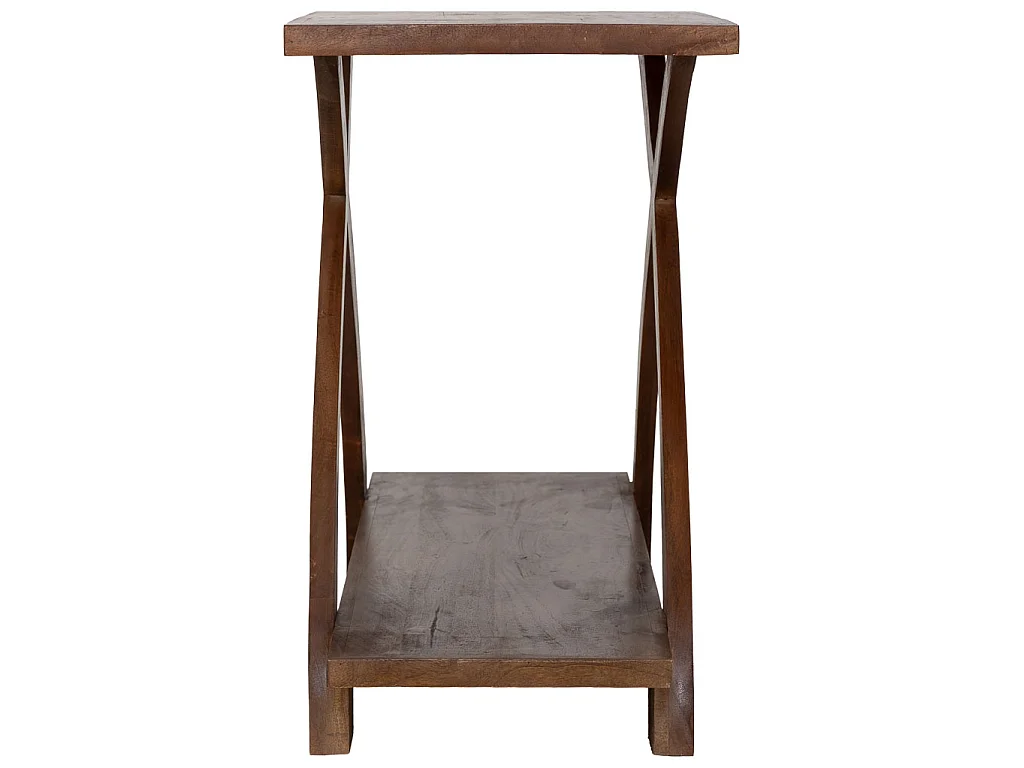 Mesa de entrada artesanal em madeira castanha, 122x45x76 cm (altura)