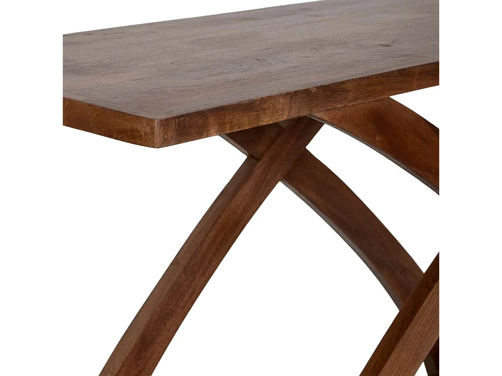 Mesa de entrada artesanal em madeira castanha, 122x45x76 cm (altura)