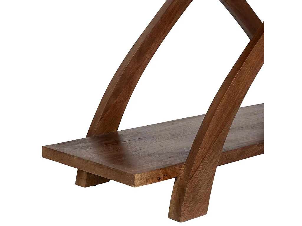 Mesa de entrada artesanal em madeira castanha, 122x45x76 cm (altura)