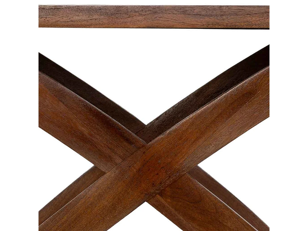 Mesa de entrada artesanal em madeira castanha, 122x45x76 cm (altura)