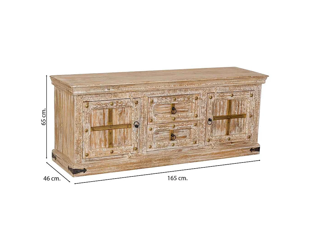 Mobiletto basso in legno bianco 165x46x65h cm