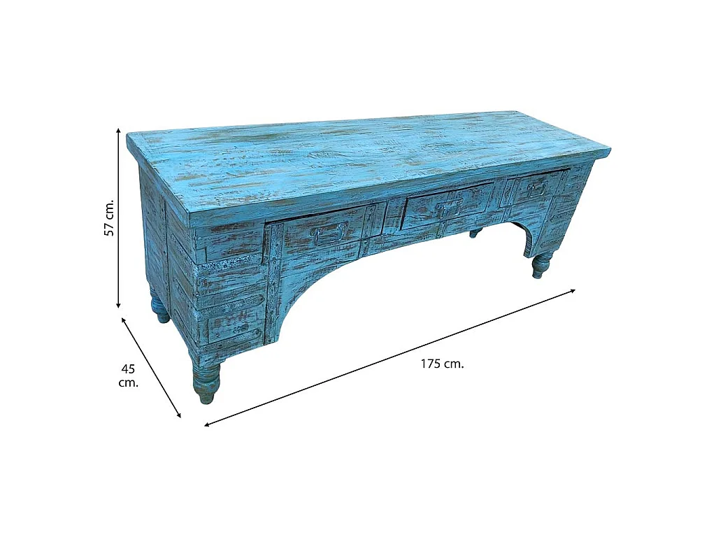 Mueble bajo de madera artesanal 165-175x45x57h cm