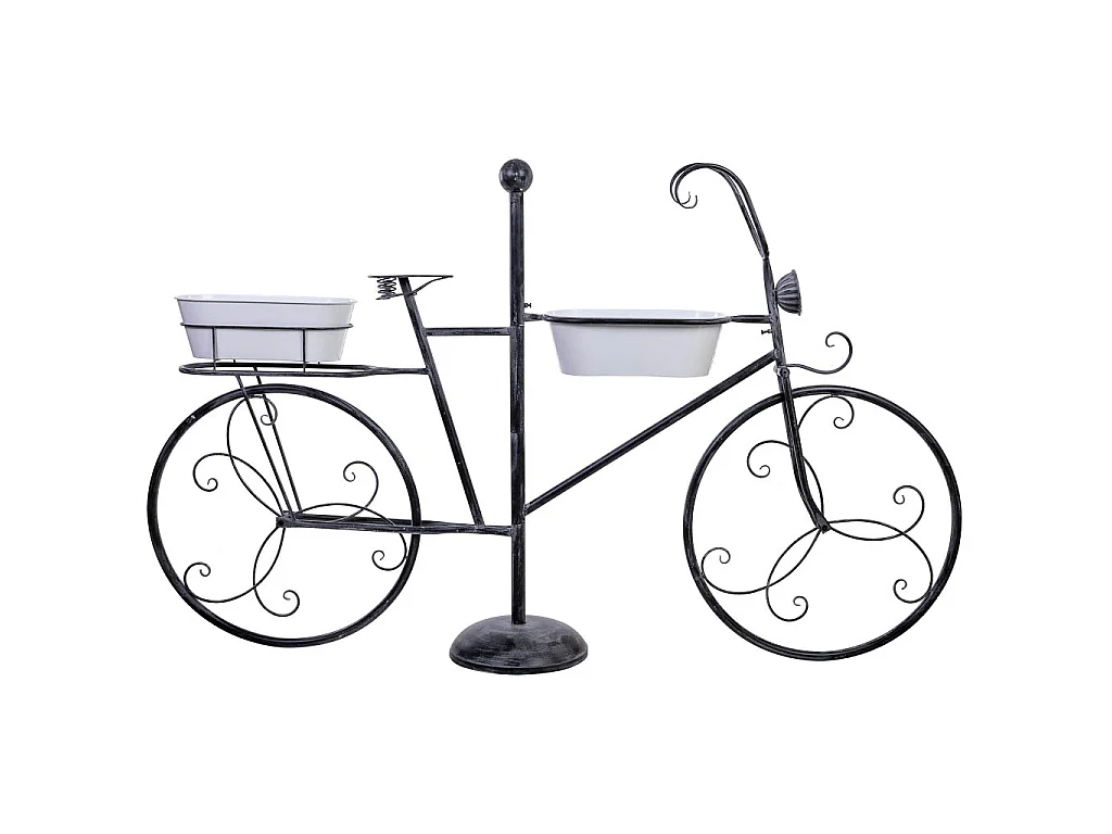 Exposição de bicicleta em metal com duas bacias 175x29x108h cm
