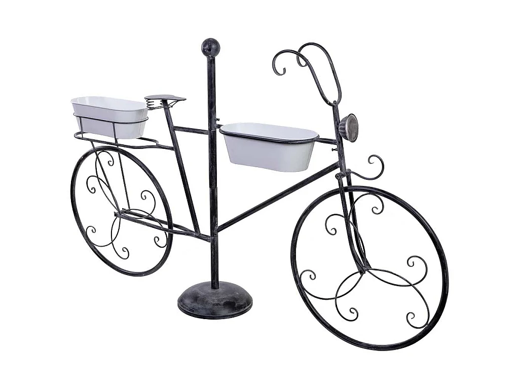Exposição de bicicleta em metal com duas bacias 175x29x108h cm