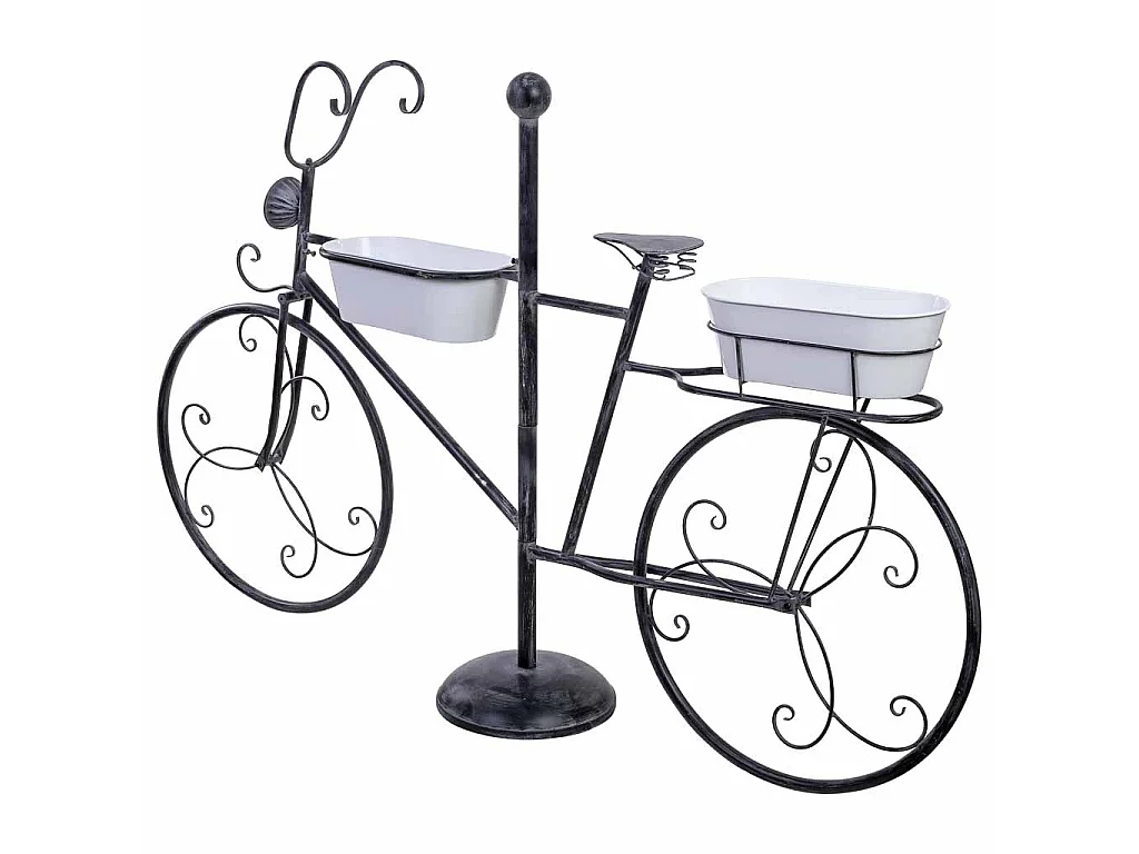Exposição de bicicleta em metal com duas bacias 175x29x108h cm