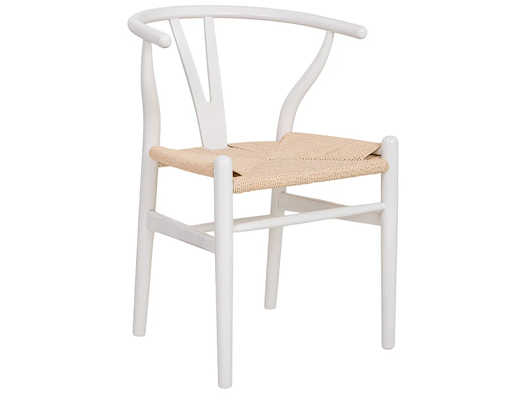 Sedia in legno con seduta in corda bianco 50x41x44/77h cm