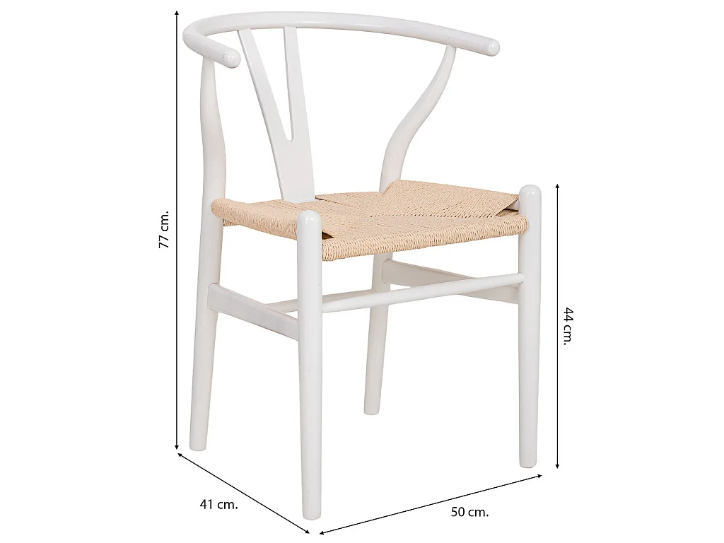 Sedia in legno con seduta in corda bianco 50x41x44/77h cm