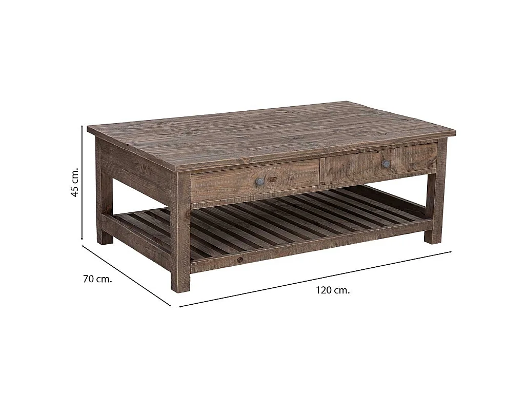 Mesa de centro em madeira castanha 120x70x45h cm