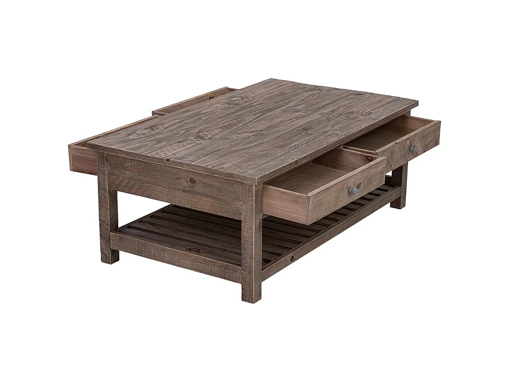 Mesa de centro em madeira castanha 120x70x45h cm