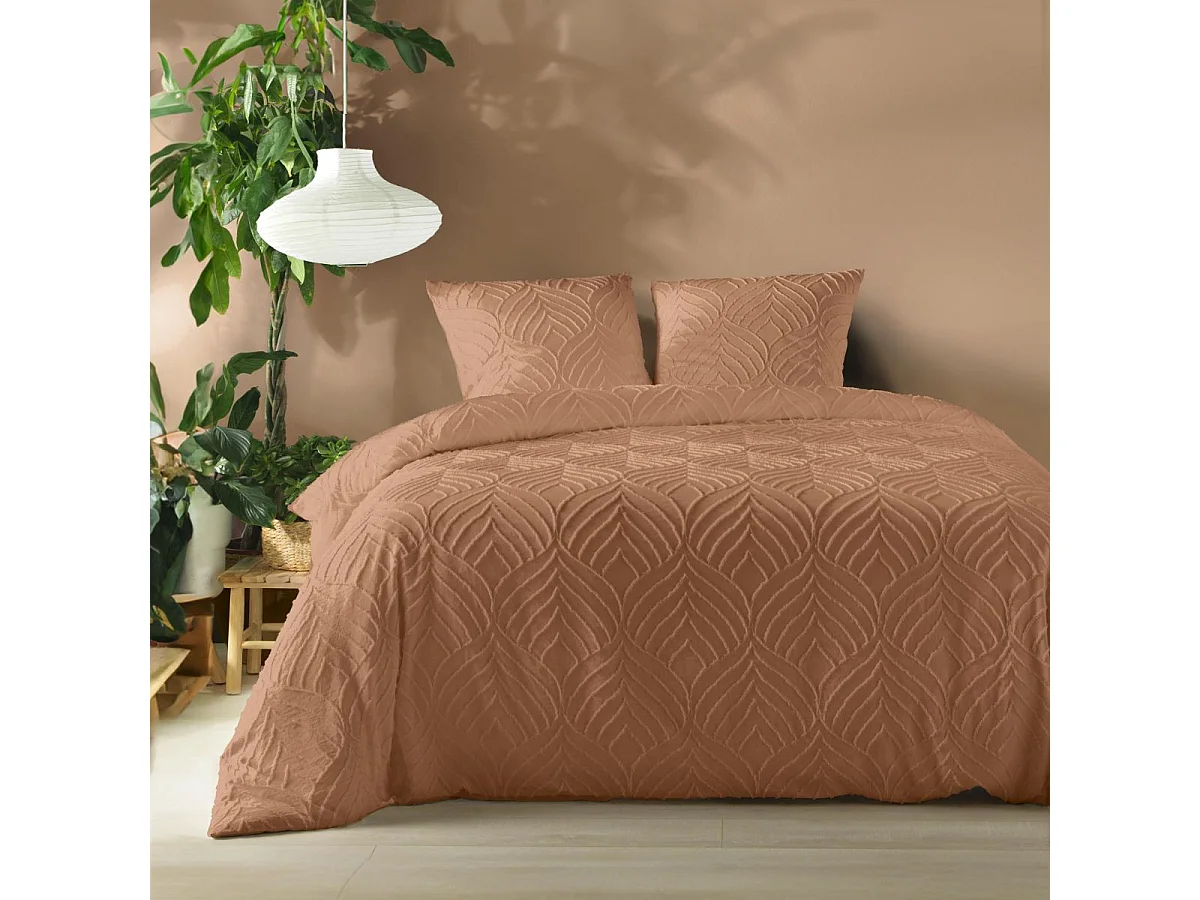 "Heltie" 3-delige Beddengoed Set 240x220cm Mokka Capitonnage Ontwerp Microvezel Modern & Elegant