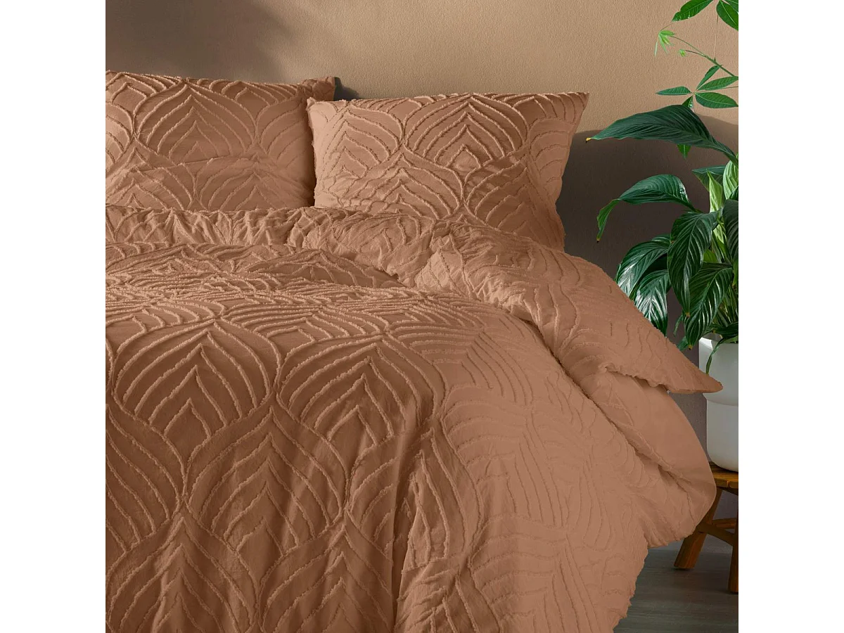 "Heltie" 3-delige Beddengoed Set 240x220cm Mokka Capitonnage Ontwerp Microvezel Modern & Elegant