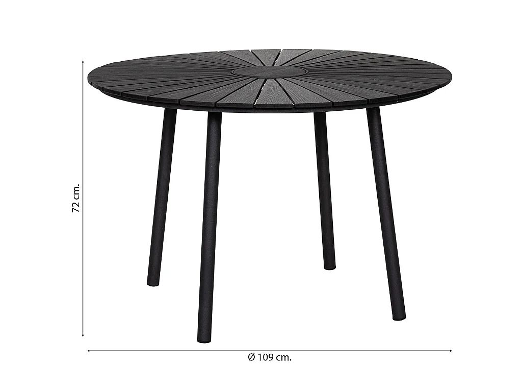 Table en aluminium noir, D109,5 x 72 cm