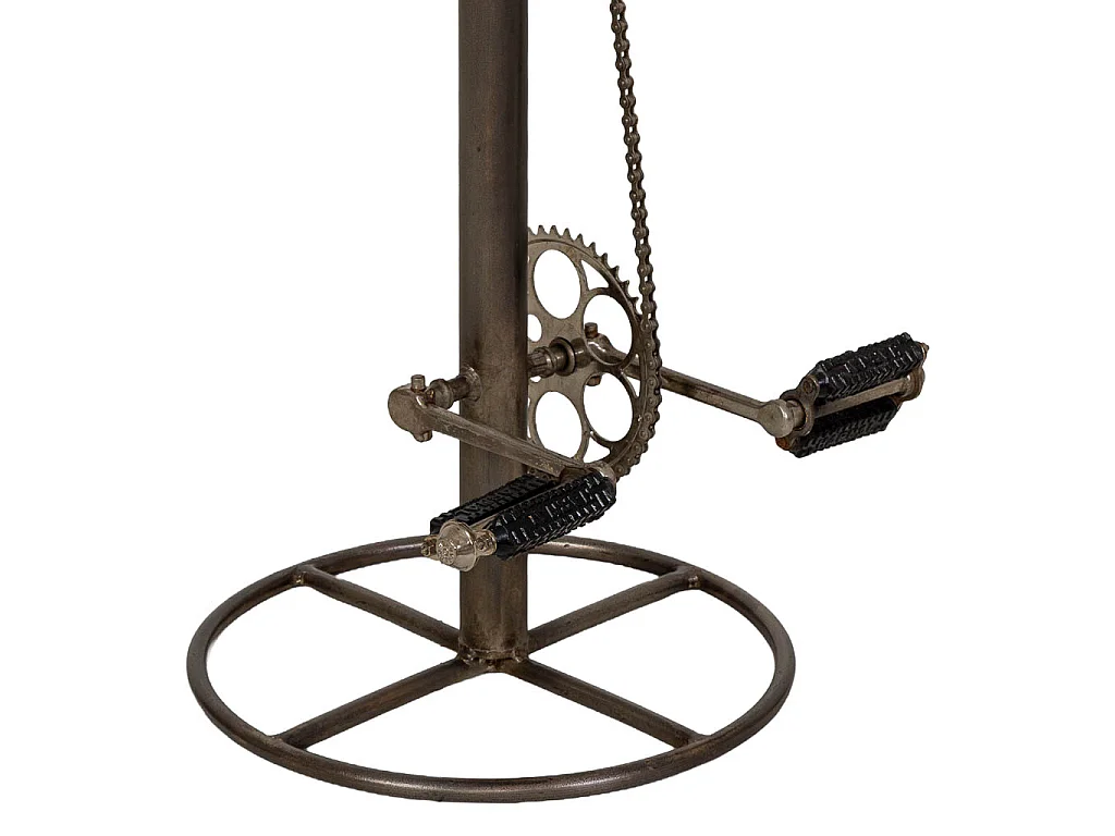 Metallhocker mit braunem Ledersitz, 42 x 42 x 118 cm (H)