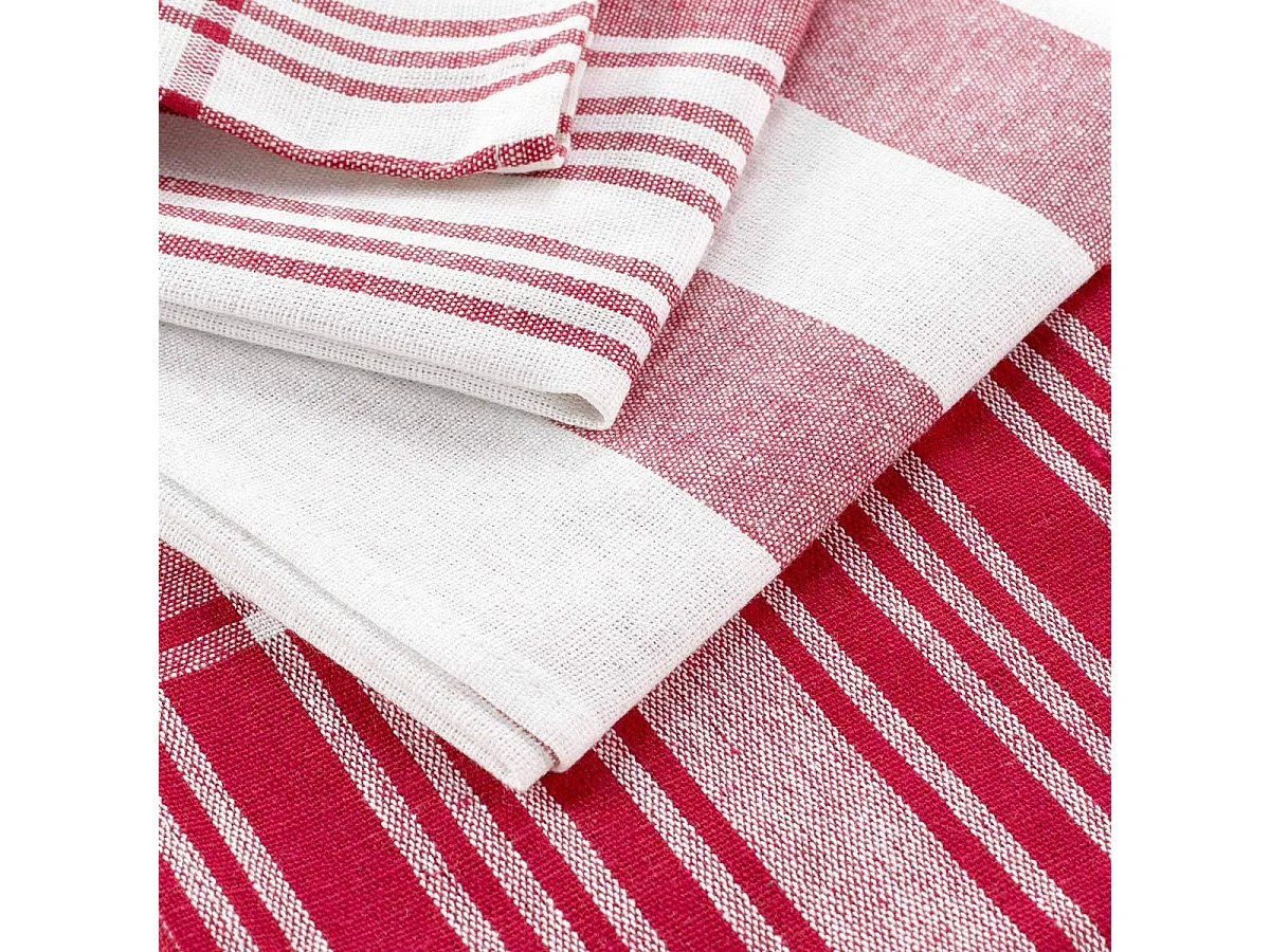 Lot de 3 Torchons "Bayado" 50x70cm Rouge