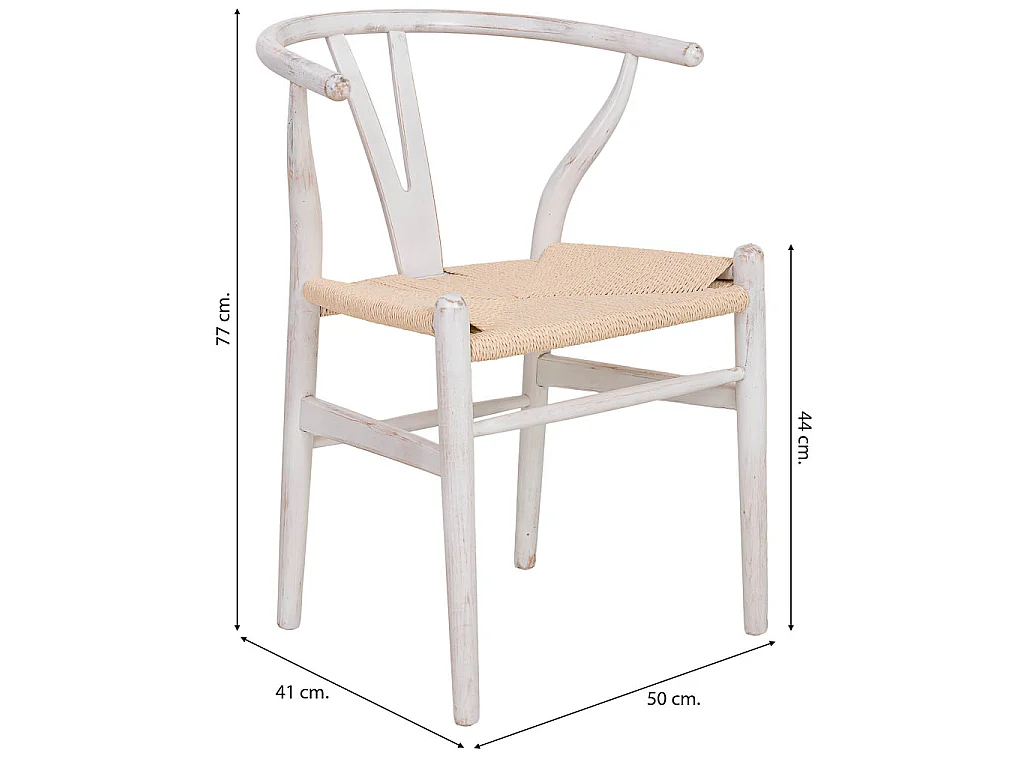 Sedia legno seduta corda beige 50x41x44/77h cm