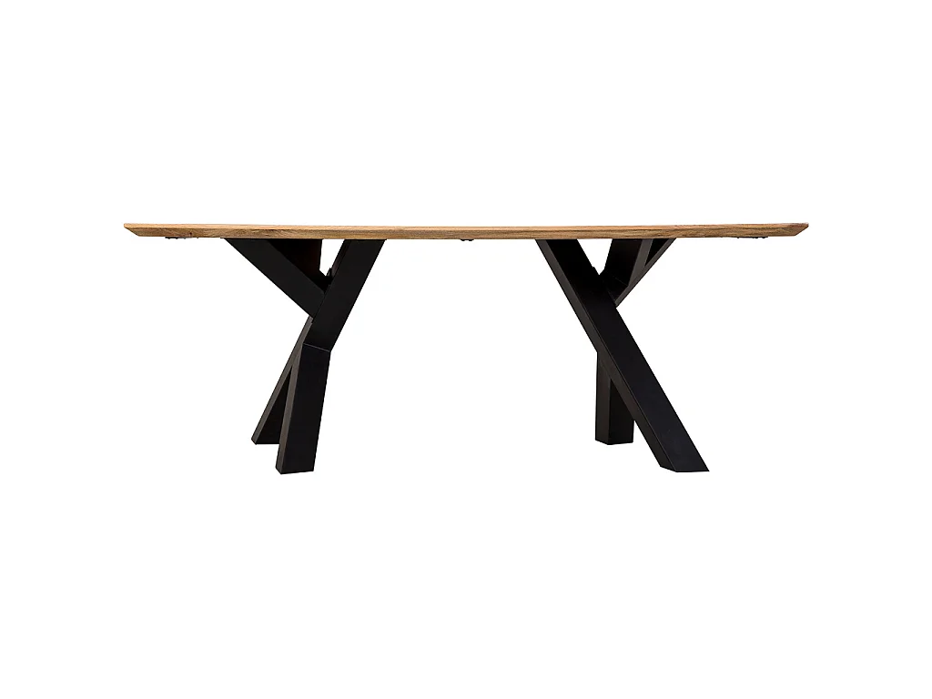 Table de salle à manger en bois marron et noir 200x100x76h cm