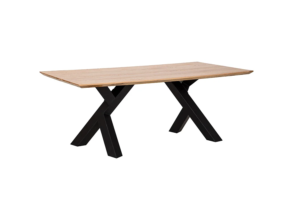 Table de salle à manger en bois marron et noir 200x100x76h cm