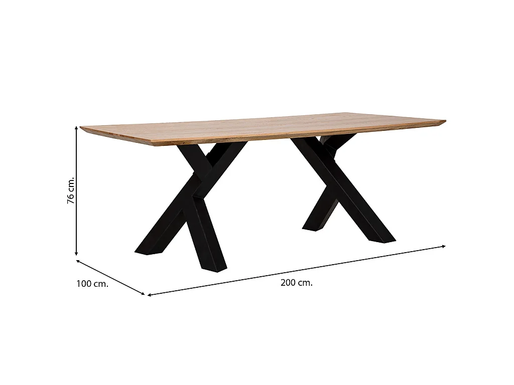 Table de salle à manger en bois marron et noir 200x100x76h cm